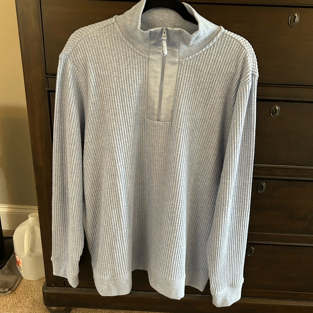 NWOT New Lands Ends Blue Waffle 1/4 Zip Pullover